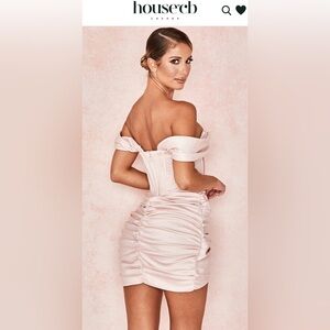 House of CB Coraline Caroline Blush Pink Corset Dress Size Medium Satin Carolina